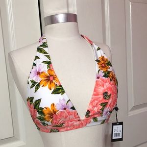 SUNN LAB SWIM Floral Bikini Top NWT Size S